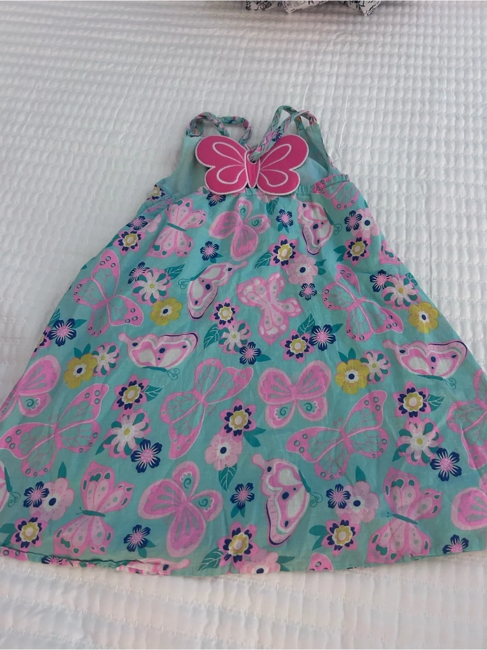 Sigrid Olsen Kids Aqua and Pink Floral Butterfly Dress. Size 6